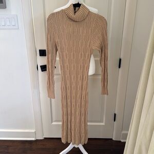 525 America - NWT - Women’s Cable Knit Turtleneck Dress - Tan - Size: Large